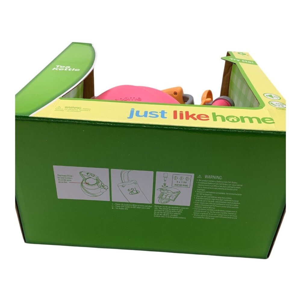 Just Like Home Tea Kettle Toy Set W/ Cups Kids Ages 3+ Pink/Orange Fun Role-Play - Picture 6 of 9